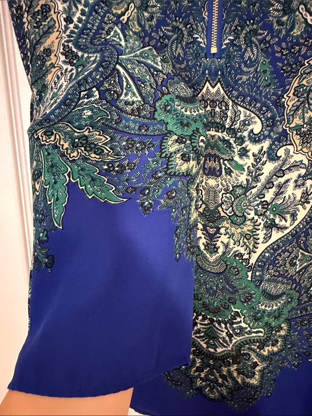 Rose & Olive Blue Paisley Print Tunic Top size L - Picture 8 of 10